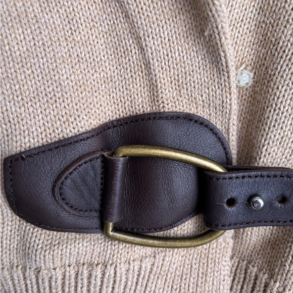 Ralph Lauren Light brown Sweater with dark Brown Buckle Sz L - Picture 2 of 2